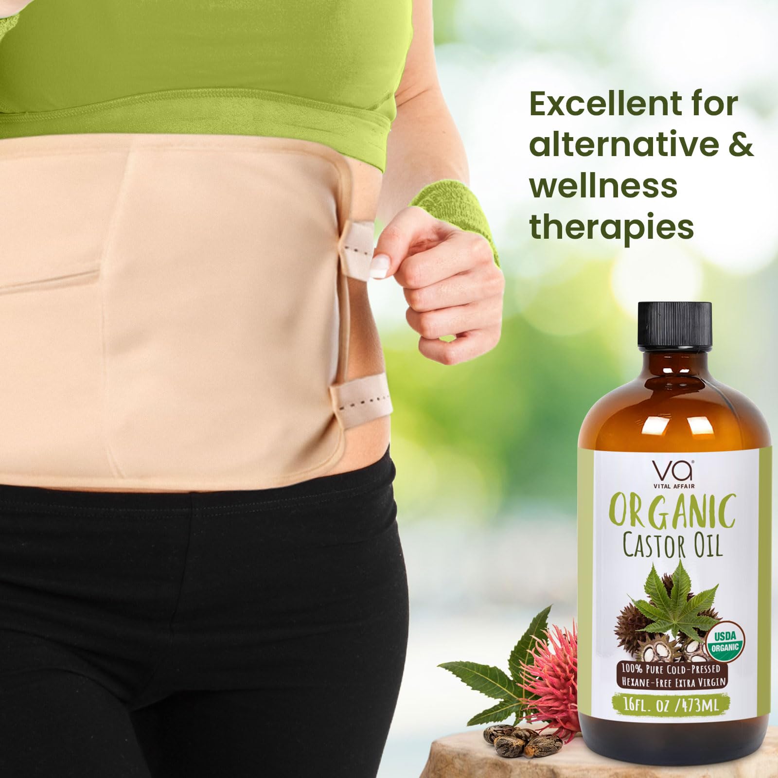 VITAL AFFAIR castor oil pack wrap use for relaxation and gentle circulation.