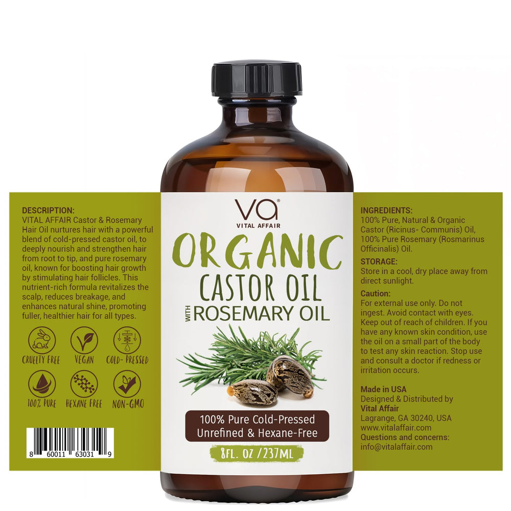 VITAL AFFAIR hexane free castor oil rosemary formula.
