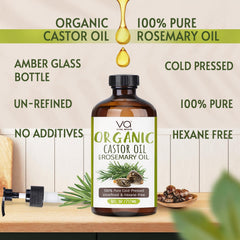VITAL AFFAIR rosemary castor oil supports hair growth and healthy shine.