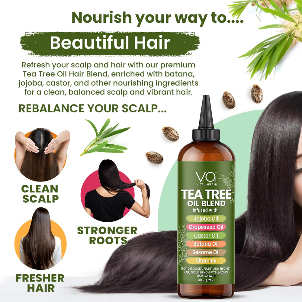 VITAL AFFAIR Tea Tree Oil promotes healthy shine and fullness in hair.