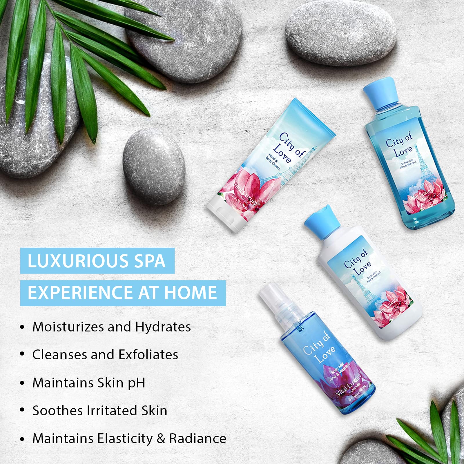 Vital Luxury Aloe and Vitamin E ingredients emphasize skin care