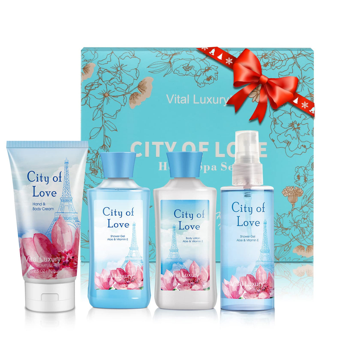 Vital Luxury Bath & Body Kit packaging, premium spa presentation for gifting