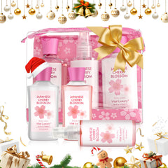 Close-up of Vital Luxury packaging details for Cherry Blossom set, great for gift display.