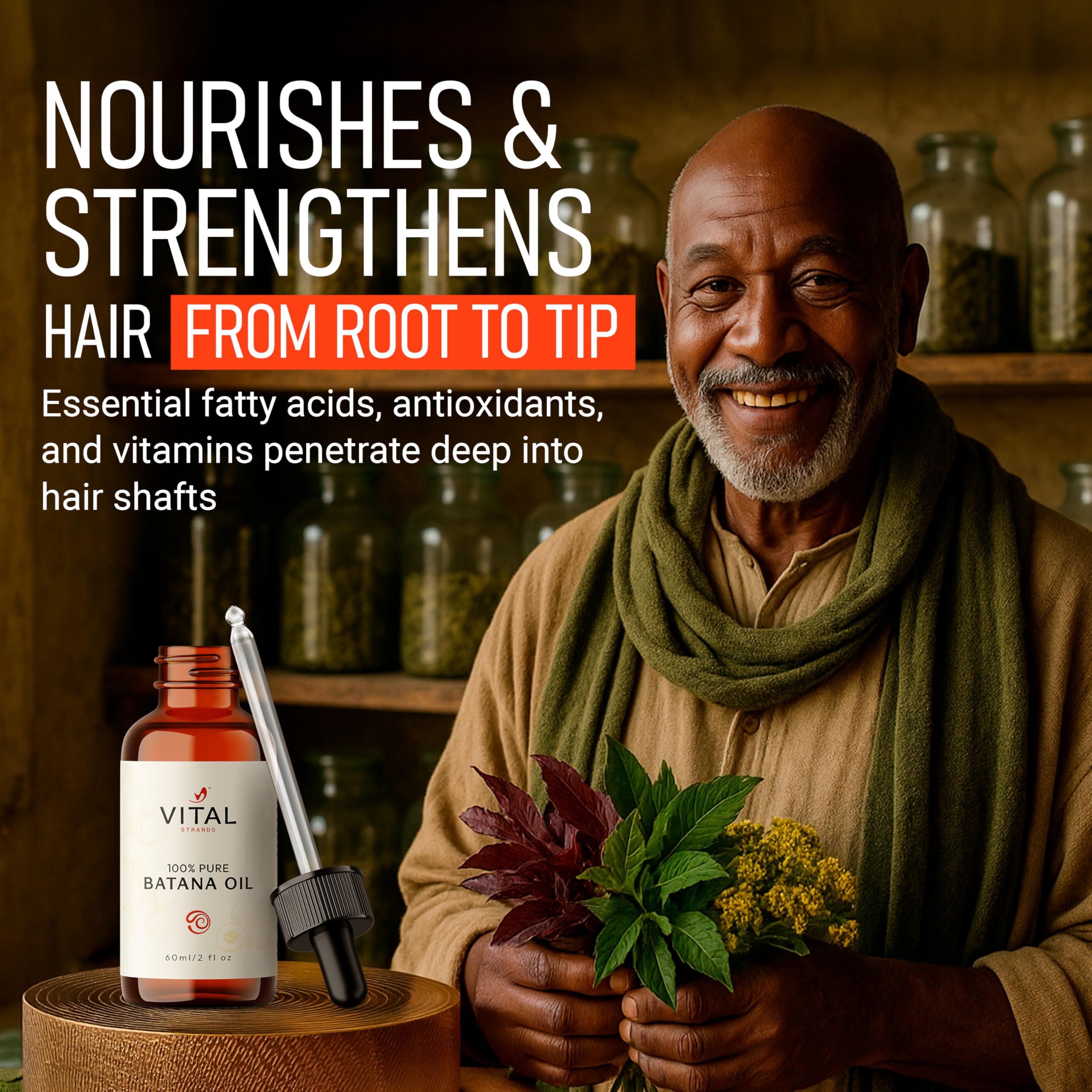 Vital Strands Batana Oil being applied before shampoo for deep conditioning.