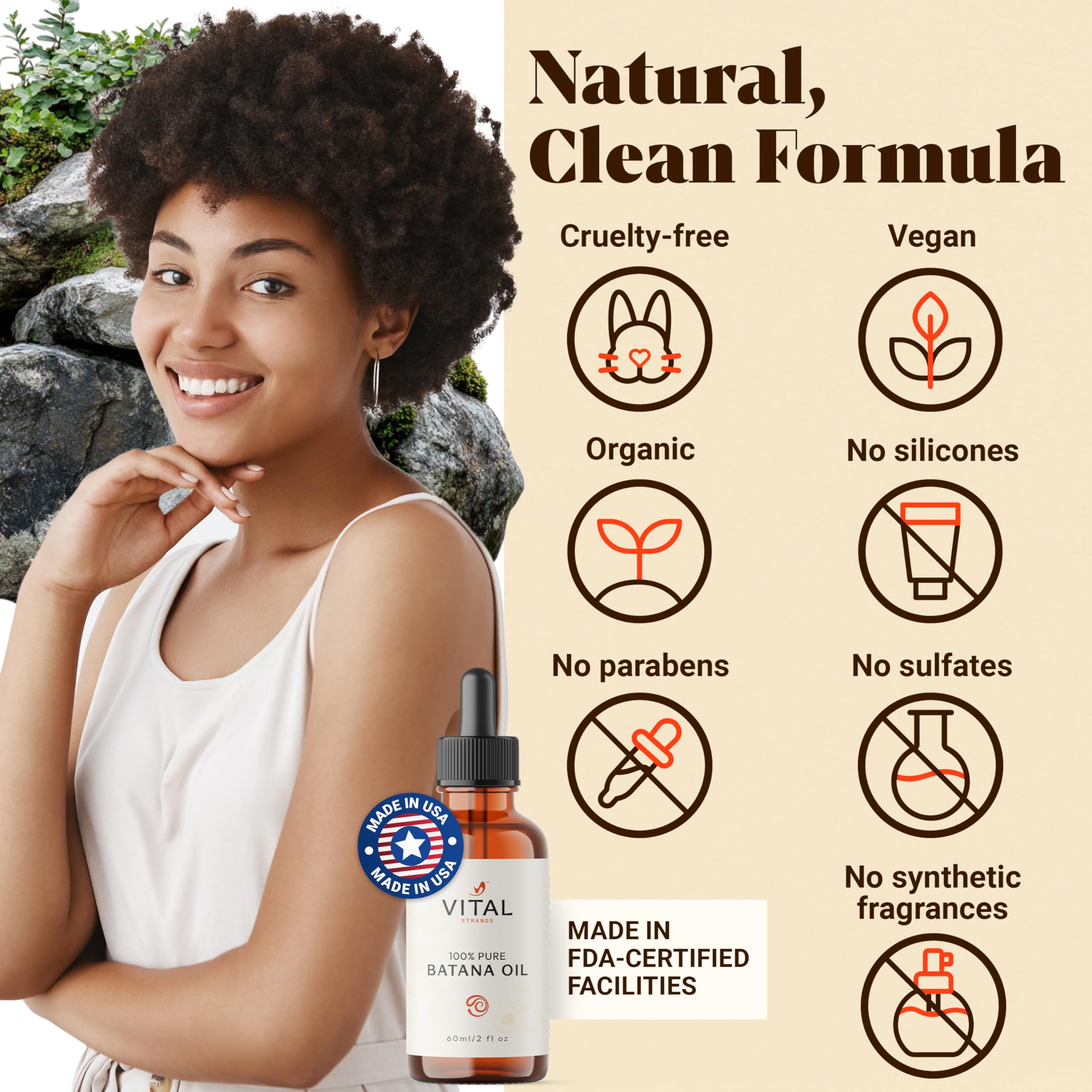 Daily hair care routine with Vital Strands Batana Oil bottle.