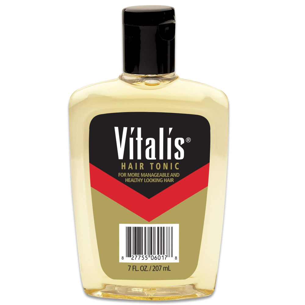 Vitalis Hair Tonic on damp hair for restored manageability and styling.