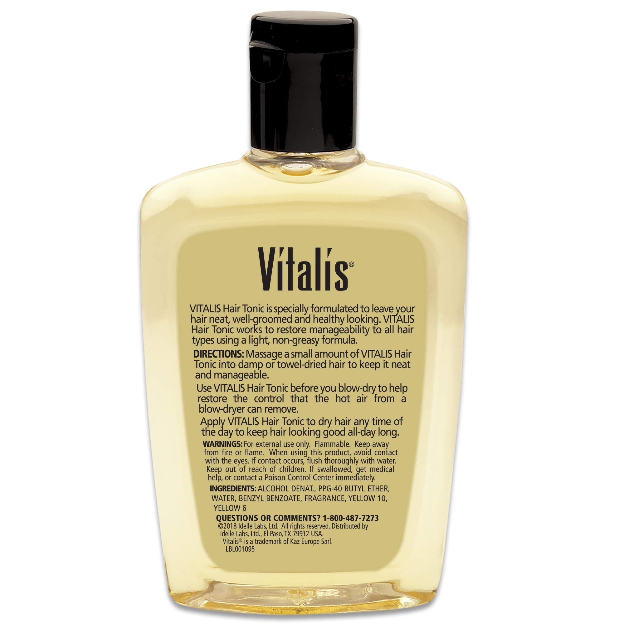 Vitalis Hair Tonic pack of three 7 oz bottles for home and travel.