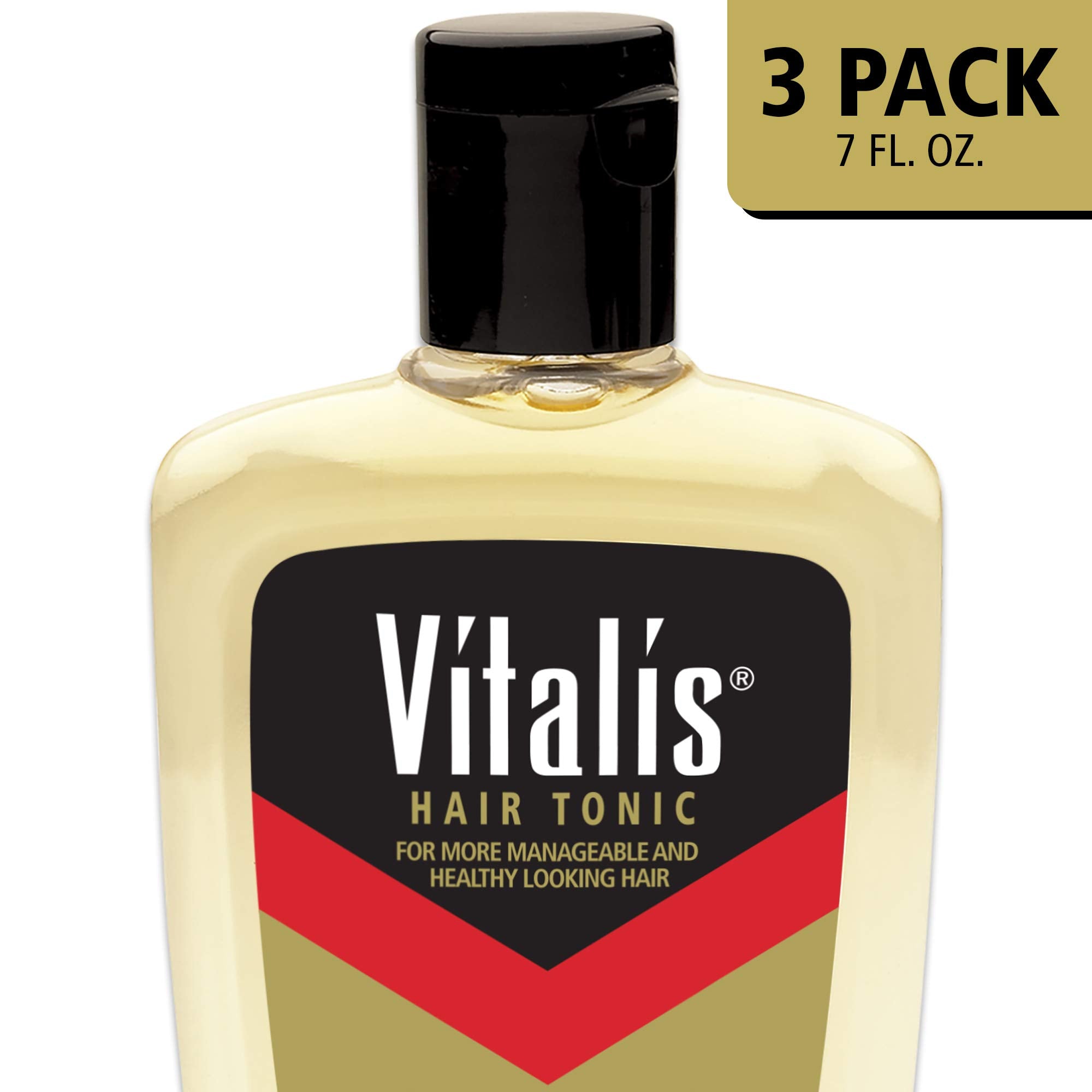 Vitalis Hair Tonic being poured for quick refresh and styling.