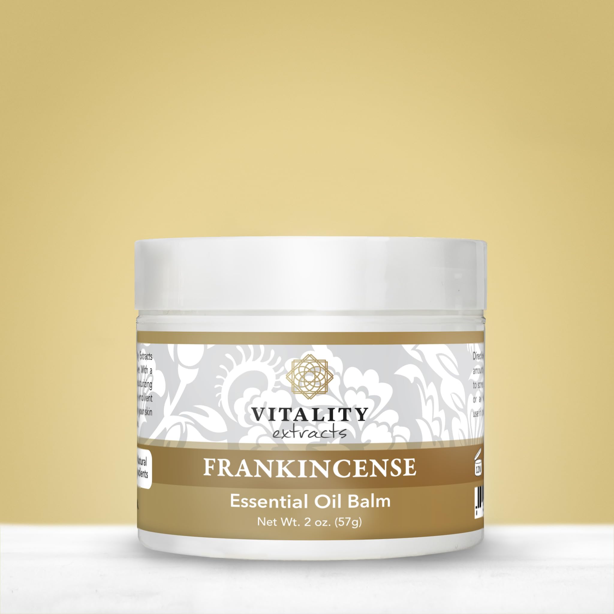 Vitality Frankincense Balm ingredients-label highlighting olive oil