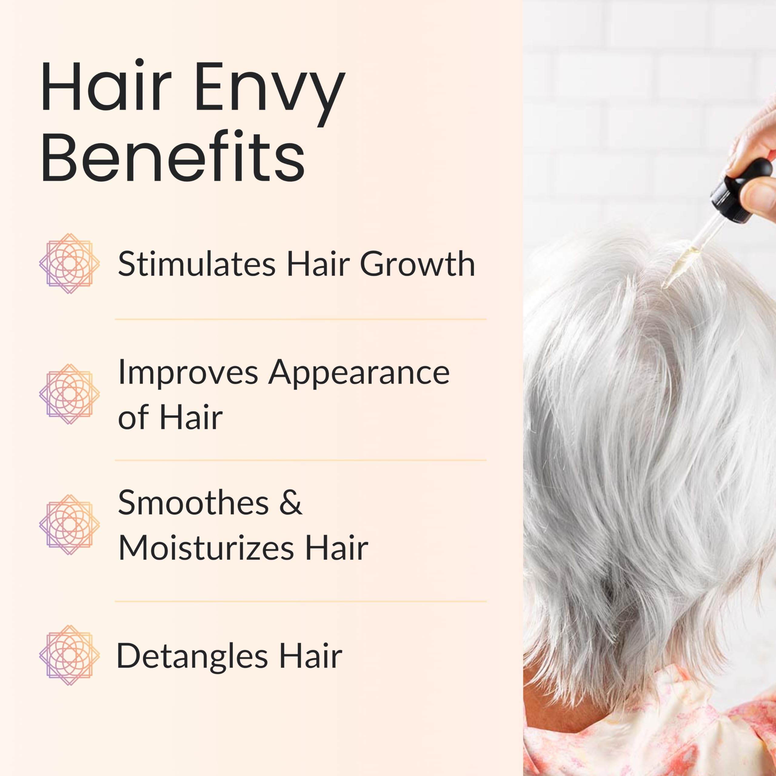 Vitality Hair Envy applied by hand for scalp nourishment