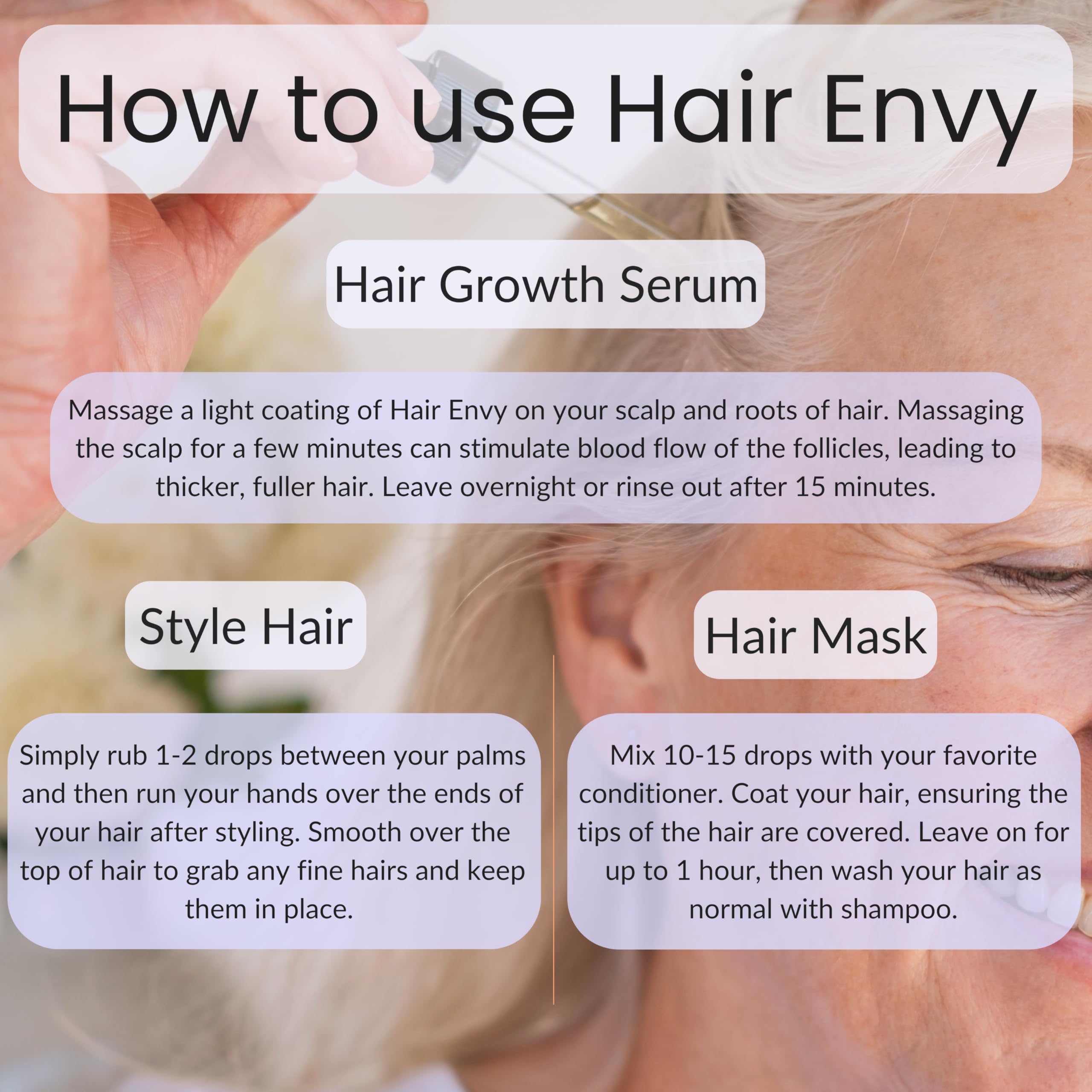 Vitality Hair Envy bottle drops close-up, ready for scalp application
