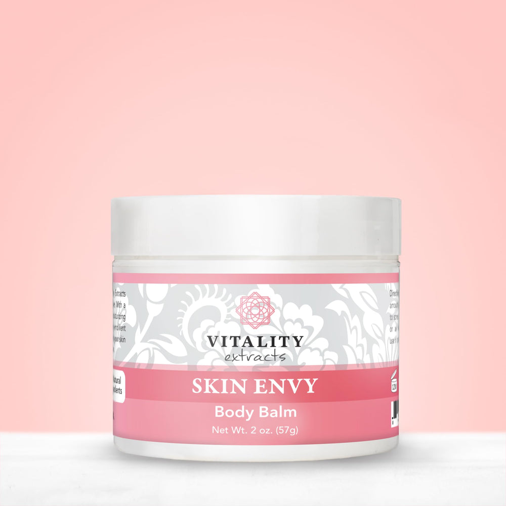 Vitality Skin Envy Balm ingredient closeup highlights olive oil nourishment.