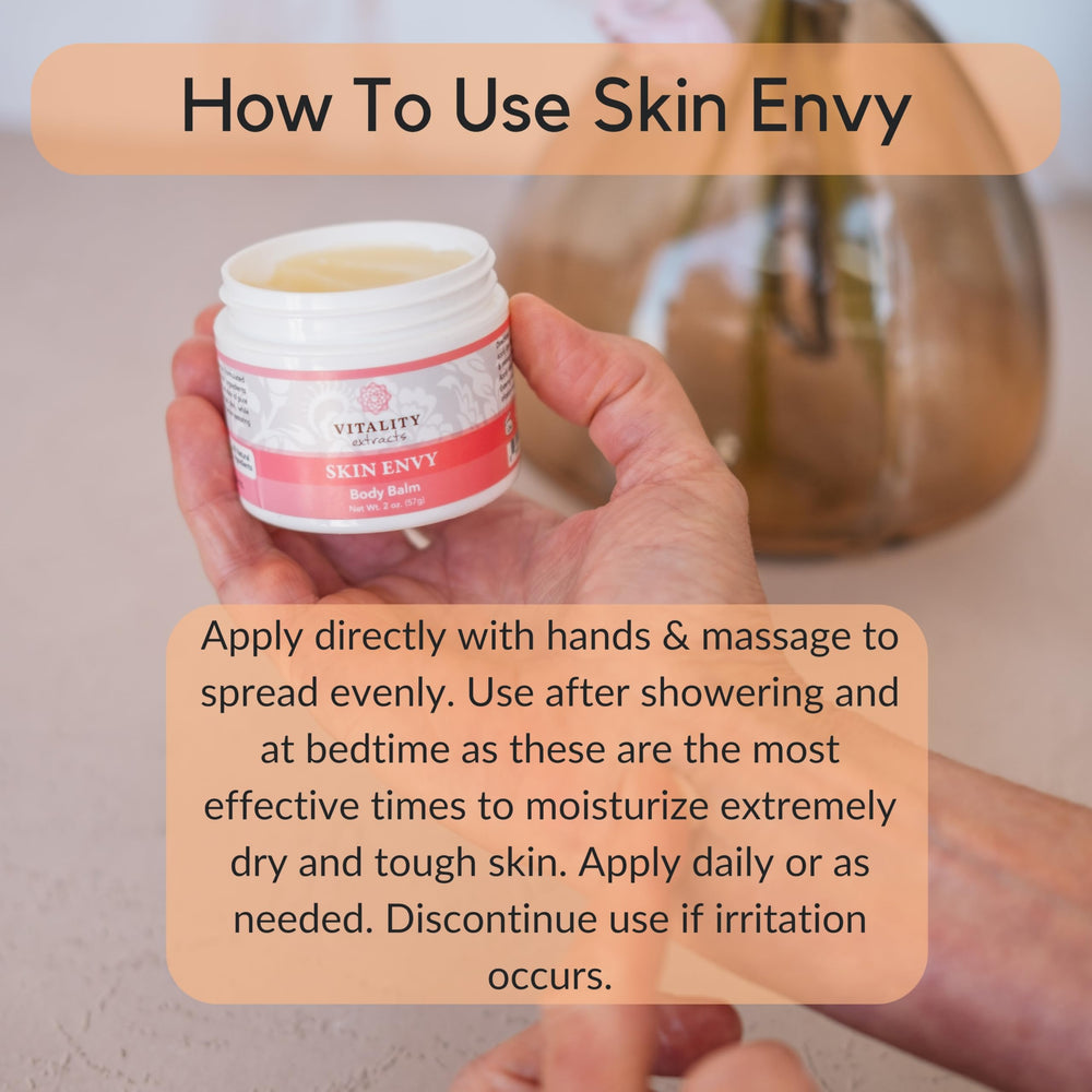 Vitality Skin Envy Balm packaging emphasizes clean, cruelty-free ingredients.