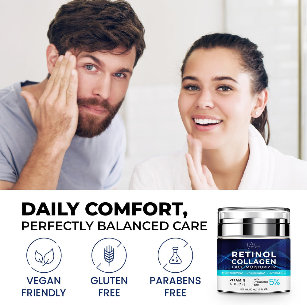 Vitalysin Face Moisturizer on minimalist shelf indicating mature-skin care.