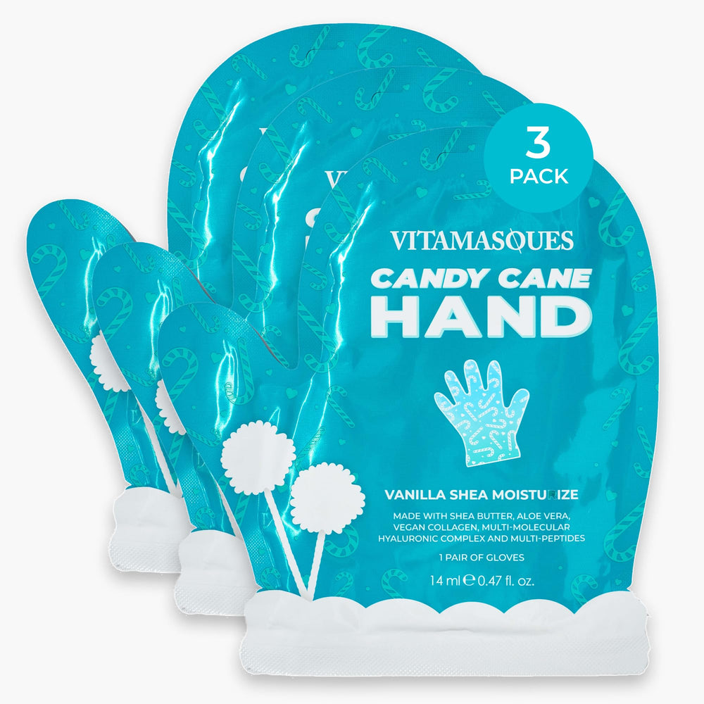 Vitamasques Candy Cane Foot Mask packaging in-pack for moisturizing care