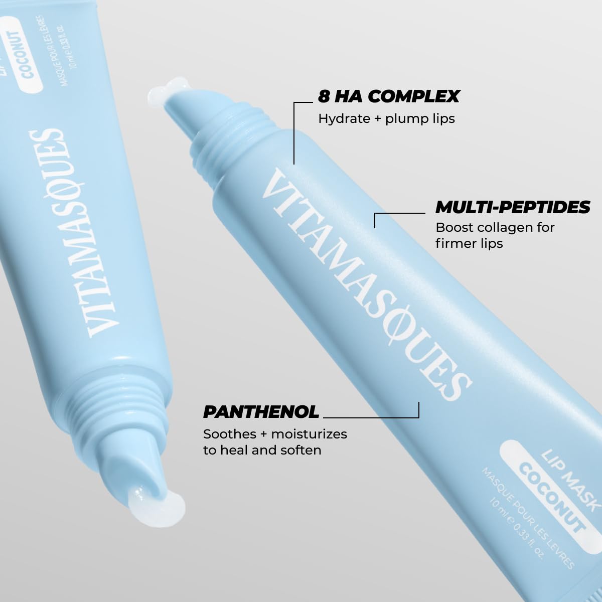 Vitamasques coconut-scent lip mask, soothing aroma for lip care moment.