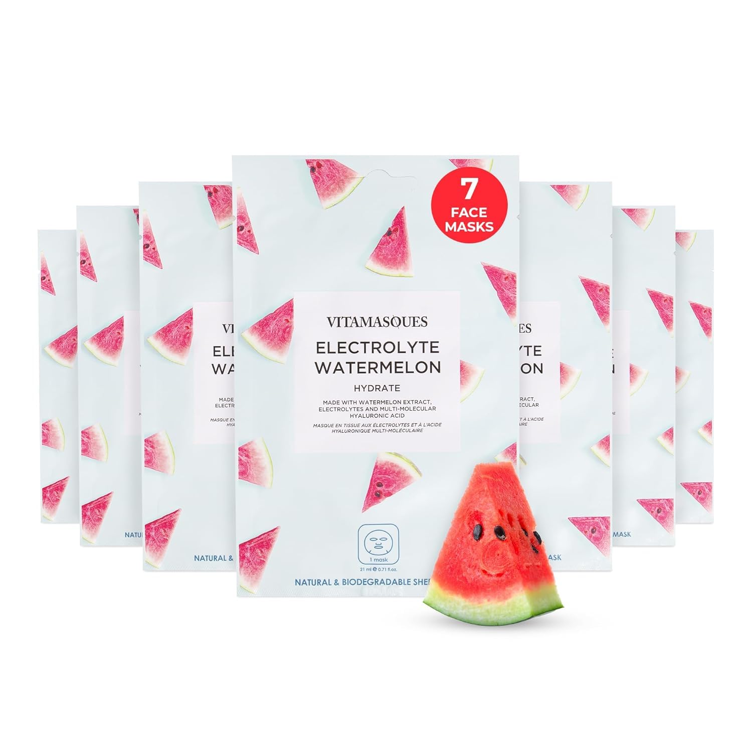 Vitamasques Electrolyte Watermelon 7-pack box for at-home hydration.