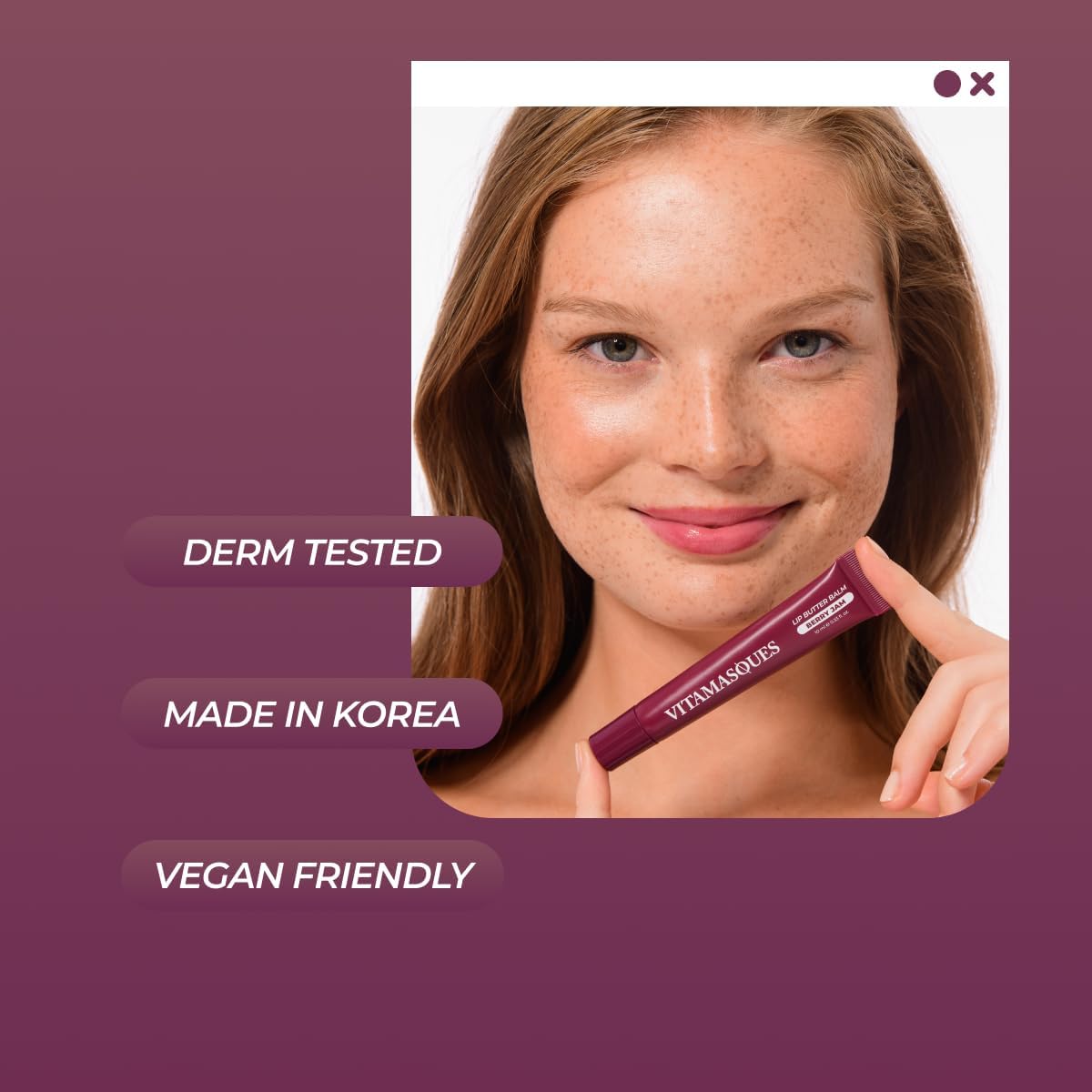 Vegan, cruelty-free lip balm free of harsh chemicals.