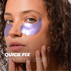 Vitamasques patches being applied to under-eye area for depuffing.