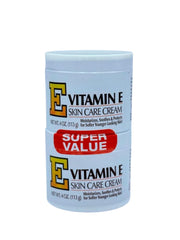 Close-up of Vitamin E Skin Care Cream jar label—moisturizing formula.