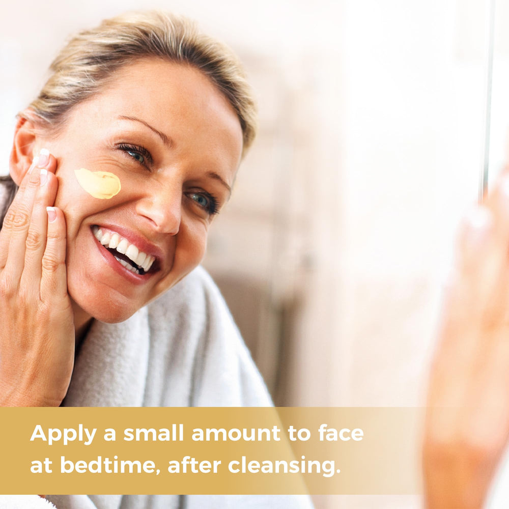 Vitamin World Retinol Cream applied to skin as part of an evening routine.