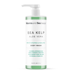 Vitamins and Sea Beauty moisturizing body wash bottle for hydrating cleanse