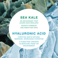 Vitamins and Sea Beauty serum texture close-up with sea kale extract.
