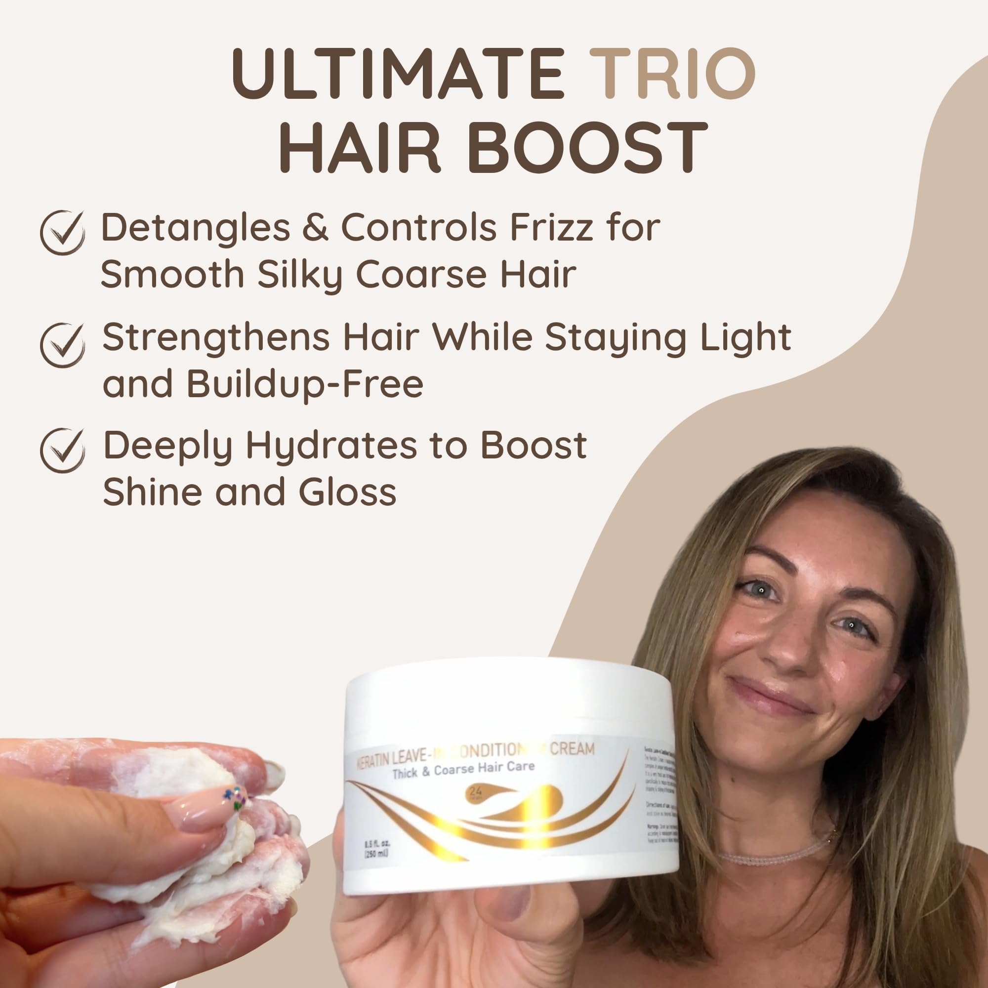 Contrôle des frisottis avec VITAMINS Keratine pour cheveux épais