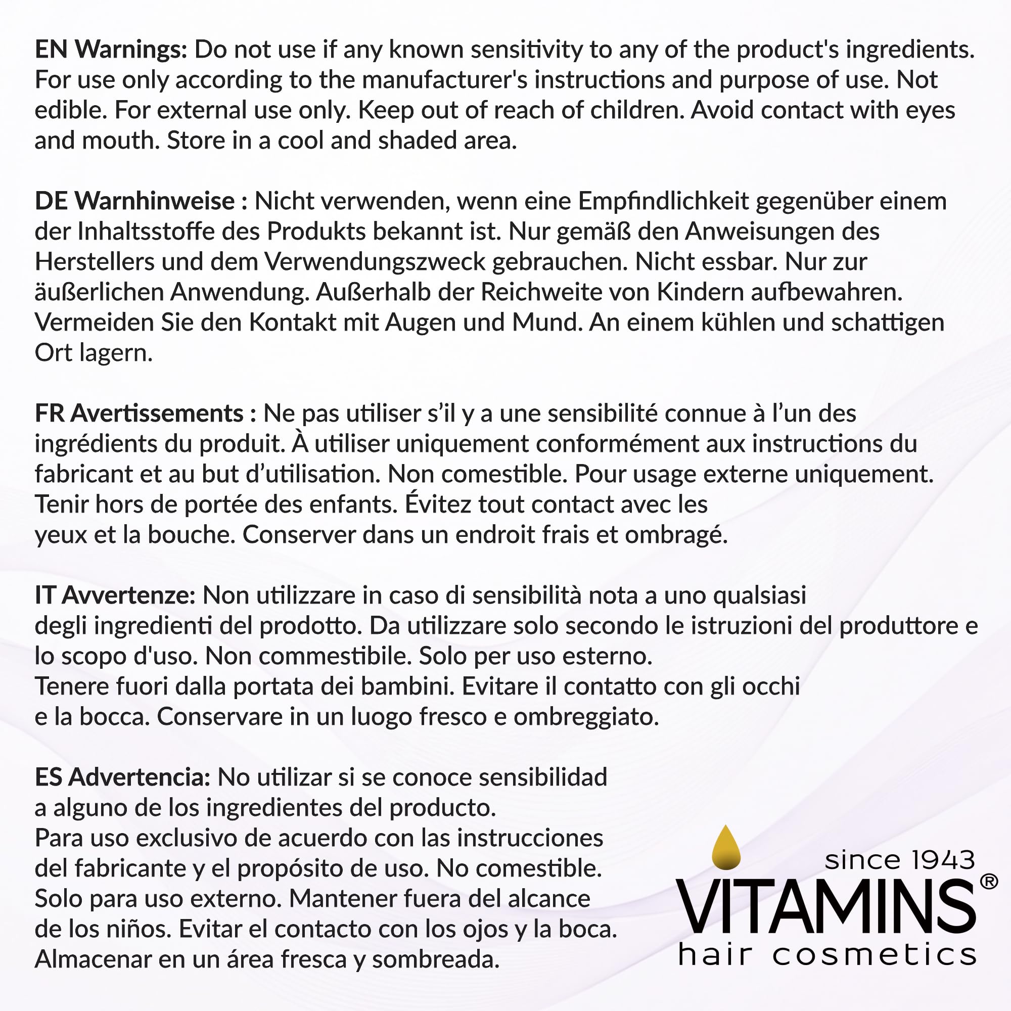 VITAMINS brassiness-neutralizer supports blonde and ash tones