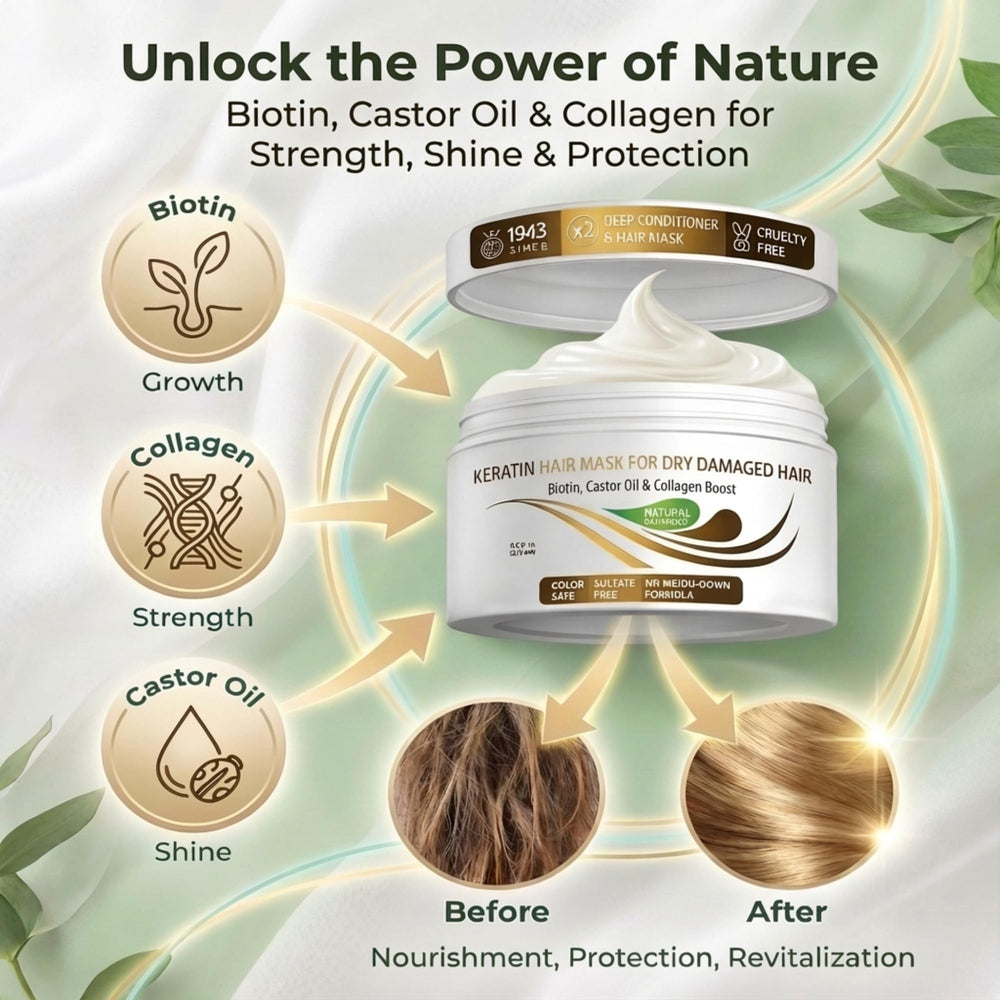 VITAMINS Hair Cosmetics Keratin Hair Mask tub view suggesting repair and softness