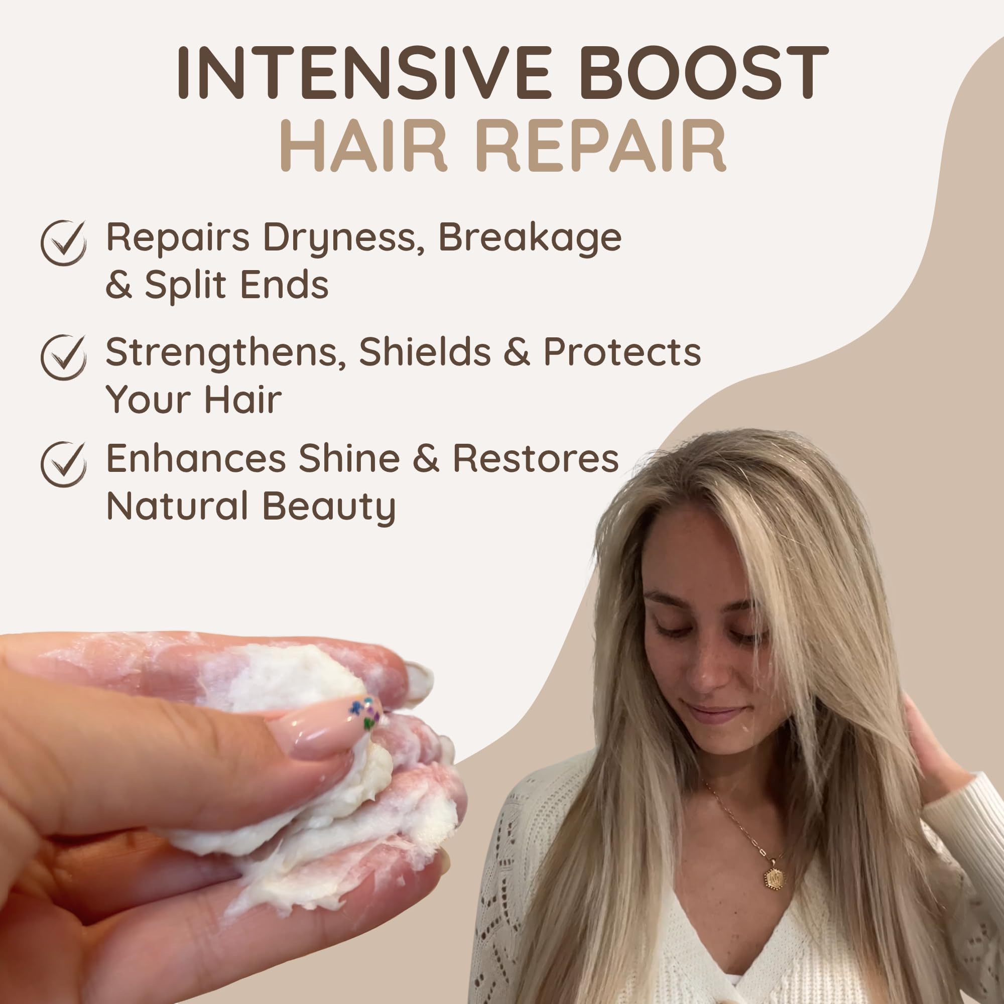 VITAMINS Keratin Mask with biotin and castor oil provides deep hydration and nourishment.