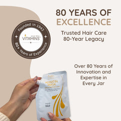 VITAMINS Keratin Mask creamy texture delivers rich hydration for damaged hair.