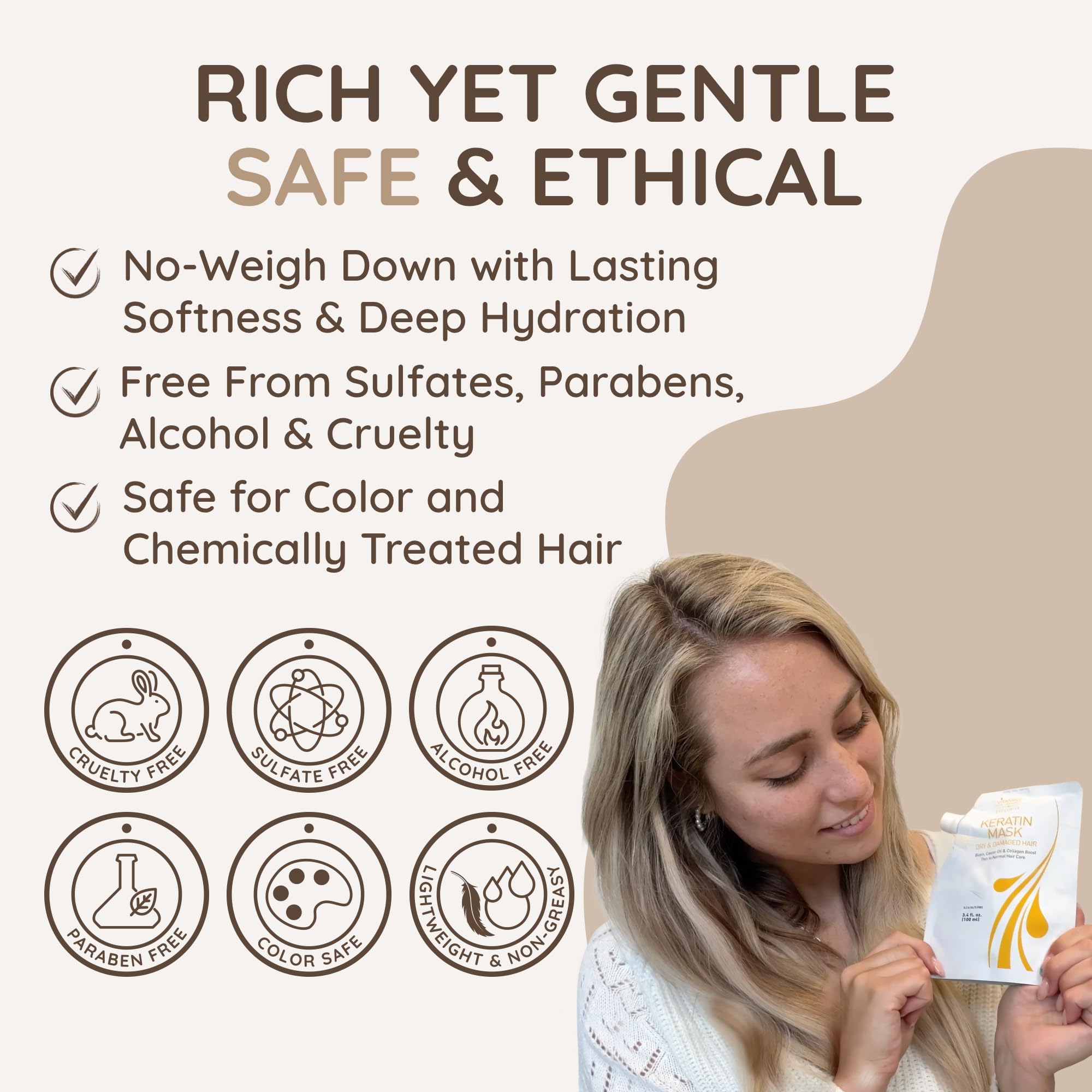 VITAMINS Keratin Mask salon-quality treatment restores shine and manageability.