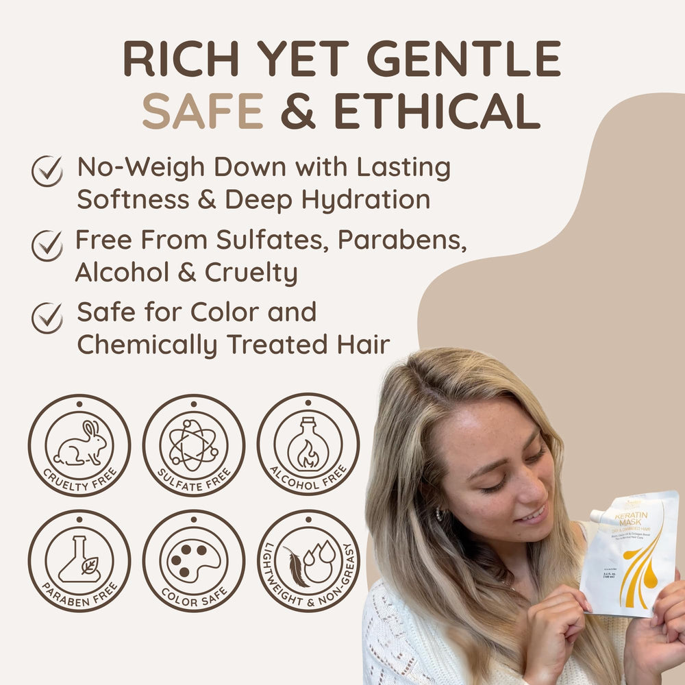 VITAMINS Keratin Mask salon-quality treatment restores shine and manageability.