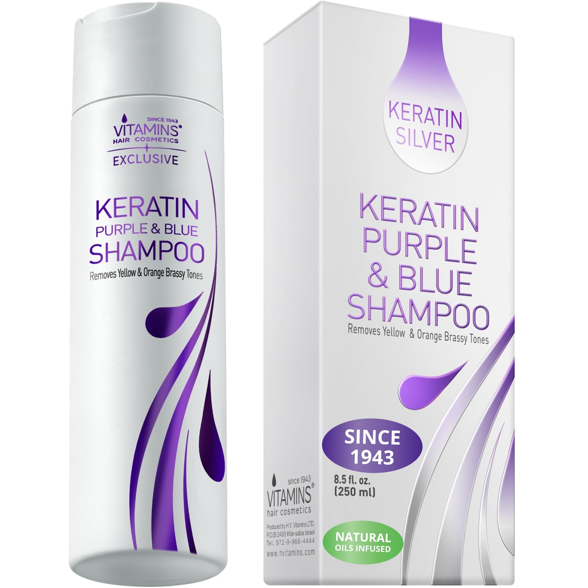 VITAMINS hair cosmetics keratin purple shampoo bottle neutralizes brassiness