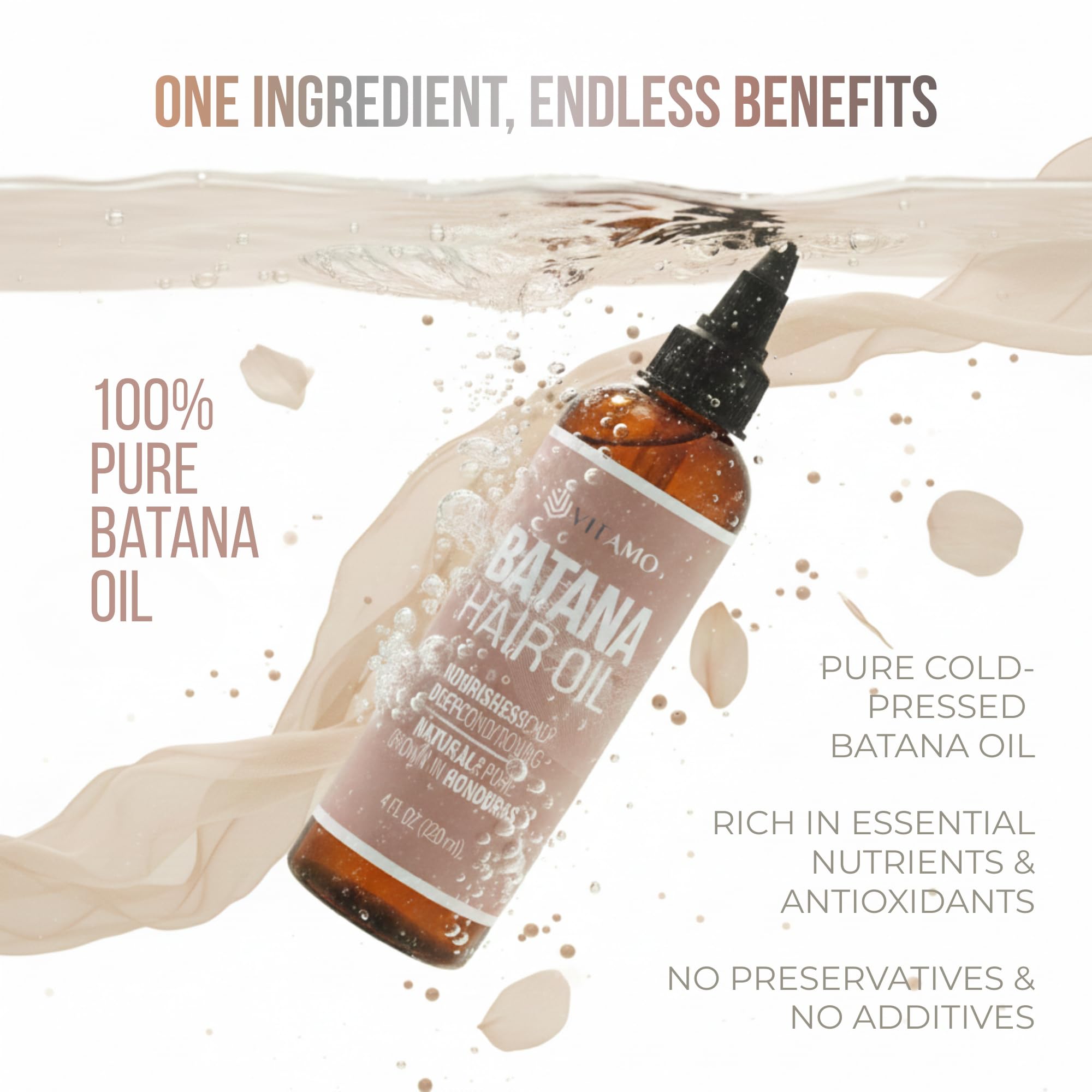 Vitamo Batana Oil cap closeup highlighting purity for healthy scalp nourishment