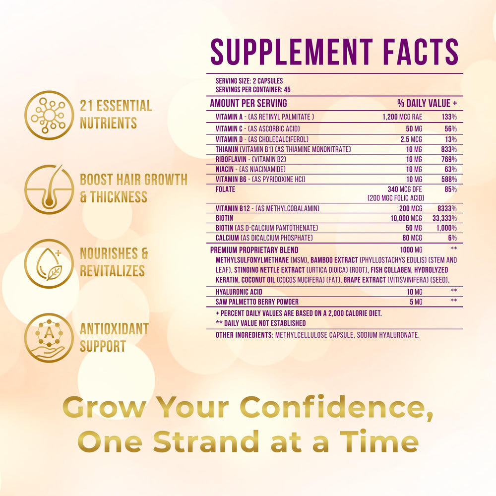 Vitamo postpartum hair growth capsules close-up demonstrates easy-to-take support for ongoing hair growth.