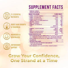 Vitamo postpartum hair growth capsules close-up demonstrates easy-to-take support for ongoing hair growth.