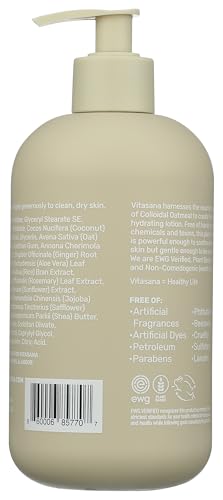 Vitasana close-up showing 2 percent colloidal oatmeal soothing dry skin.