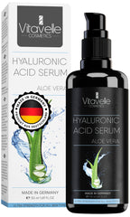 Vitavelle Hyaluronic Serum bottle closeup for deep hydration.