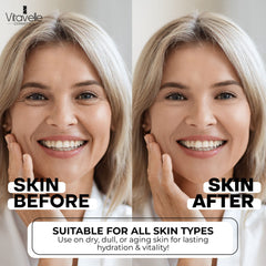 Vitavelle Hyaluronic Serum pump application on the face.