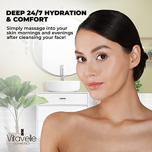 Vitavelle Skincare routine on bathroom counter for daily use.