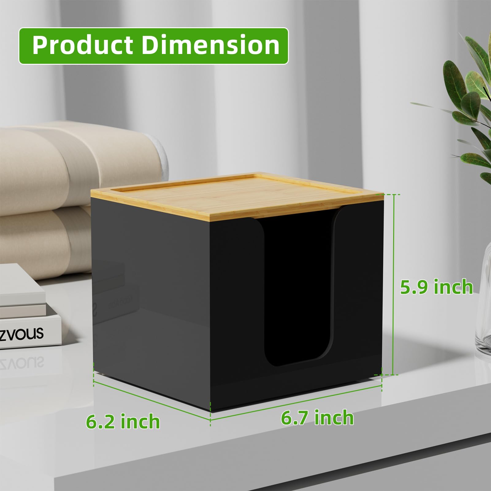 VITVITI stylish acrylic and bamboo box enriches bathroom organization.