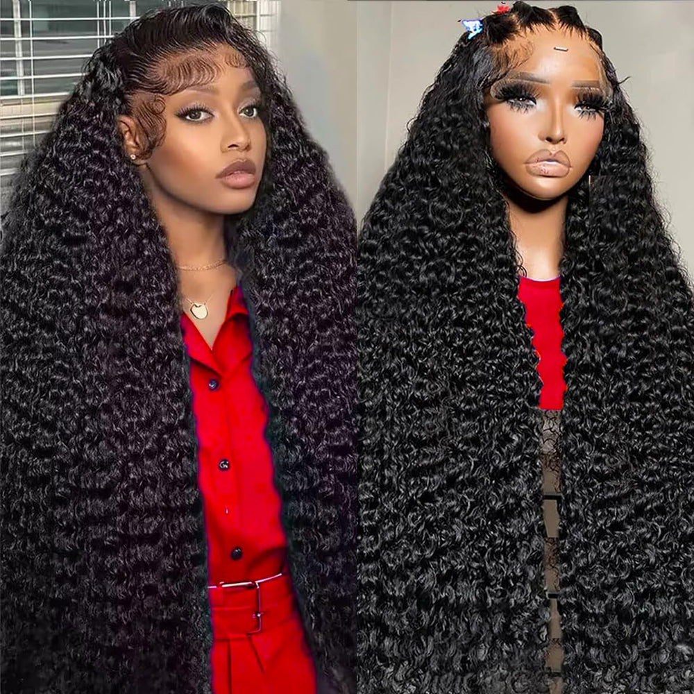 VIULKY deep wave lace front wig texture close-up showing natural movement