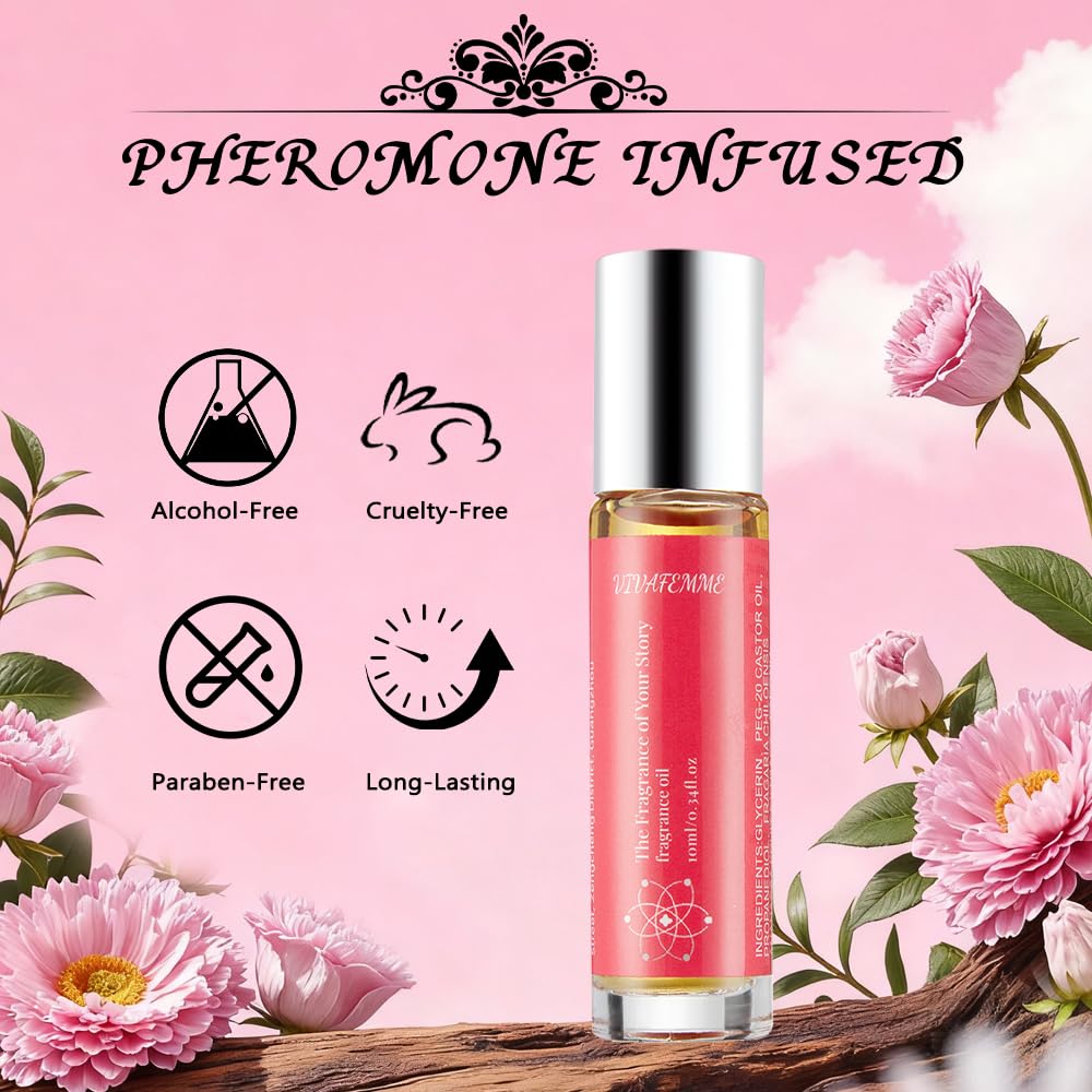 VivaFemme elegant glass flask showcases premium perfume oil.