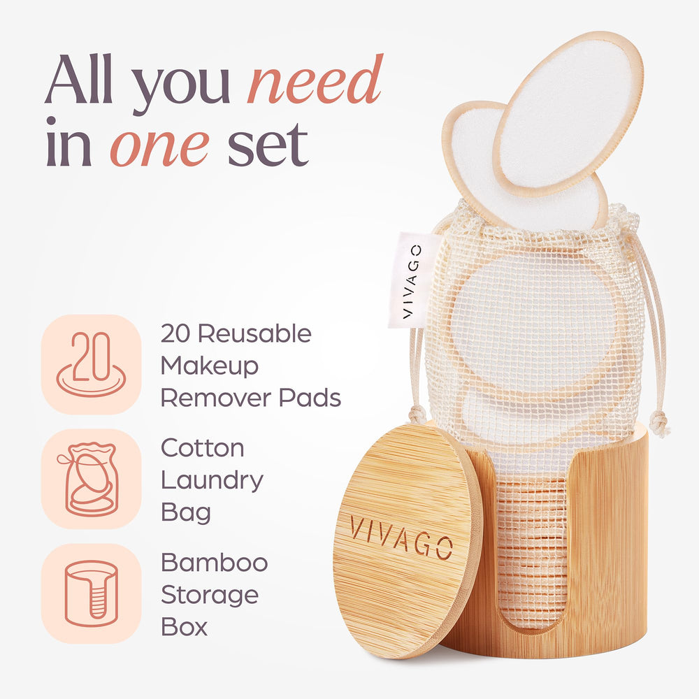 VIVAGO 8 cm face pads provide soft, skin-friendly cleansing daily.