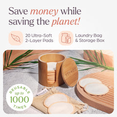VIVAGO bamboo holder for pads keeps your skincare tools organized.