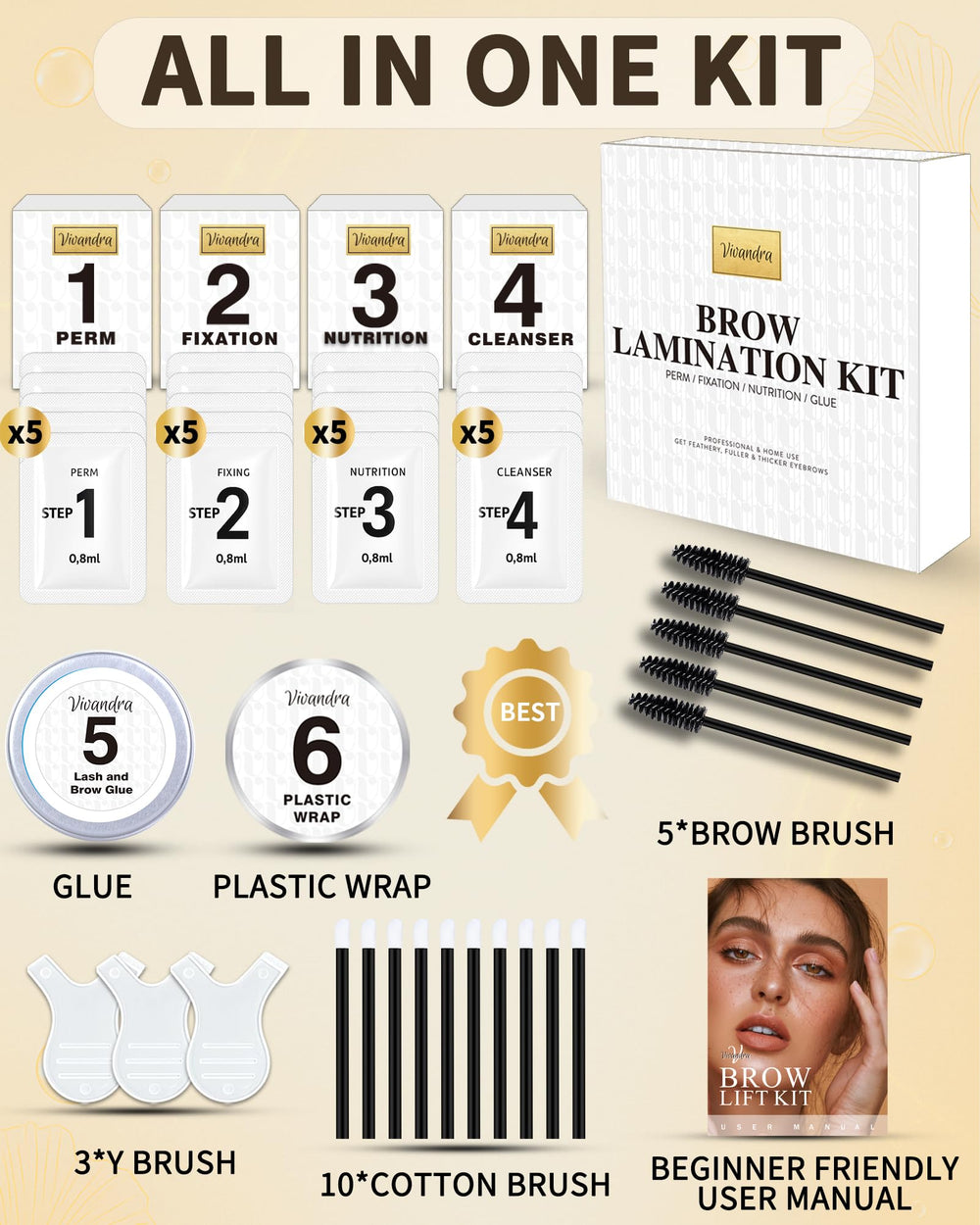Vivandra At-home brow lift in mirror demonstrates convenient daily styling.