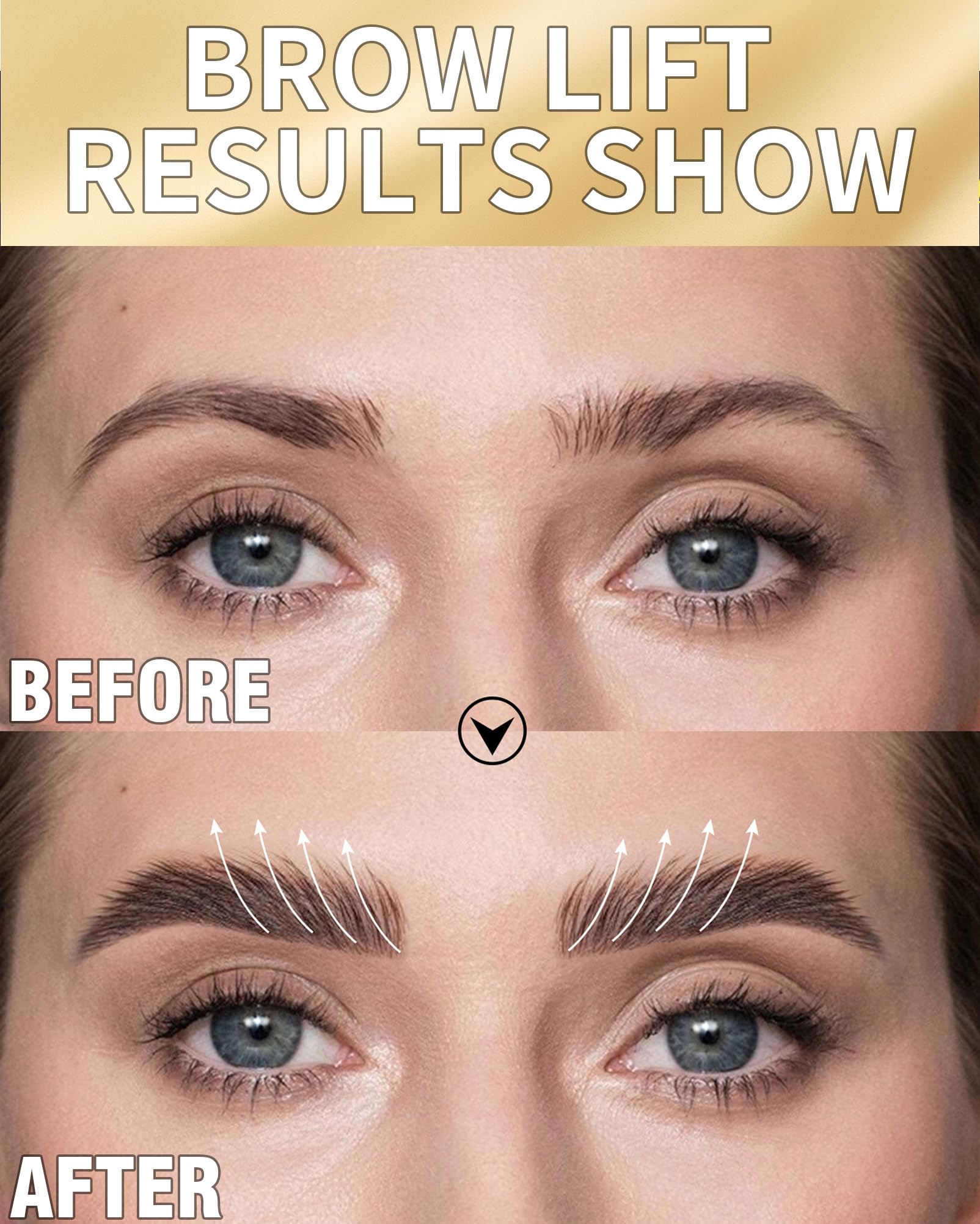 Vivandra Brow Lamination Kit before and after brow lift comparison.