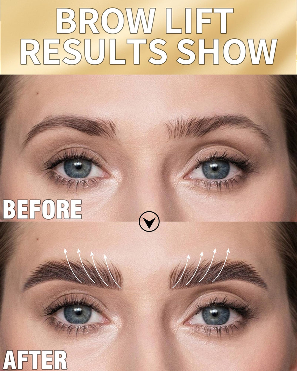 Vivandra Brow Lamination Kit before and after brow lift comparison.
